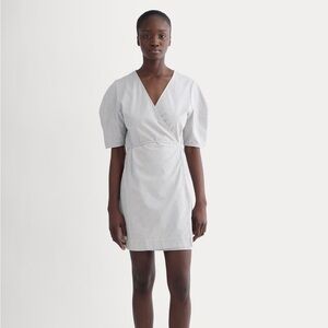 Seersucker mini wrap dress